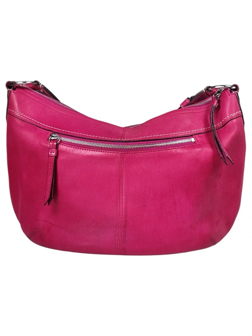 2009 Coach SoHo Pleated Leather Hobo Shoulder Bag Hot Pink Buckle F13731 Purse